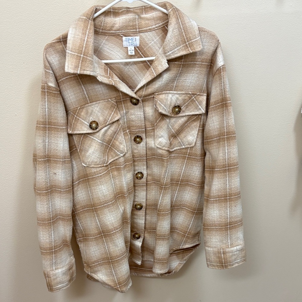 Tan Plaid Button-Up Flannel